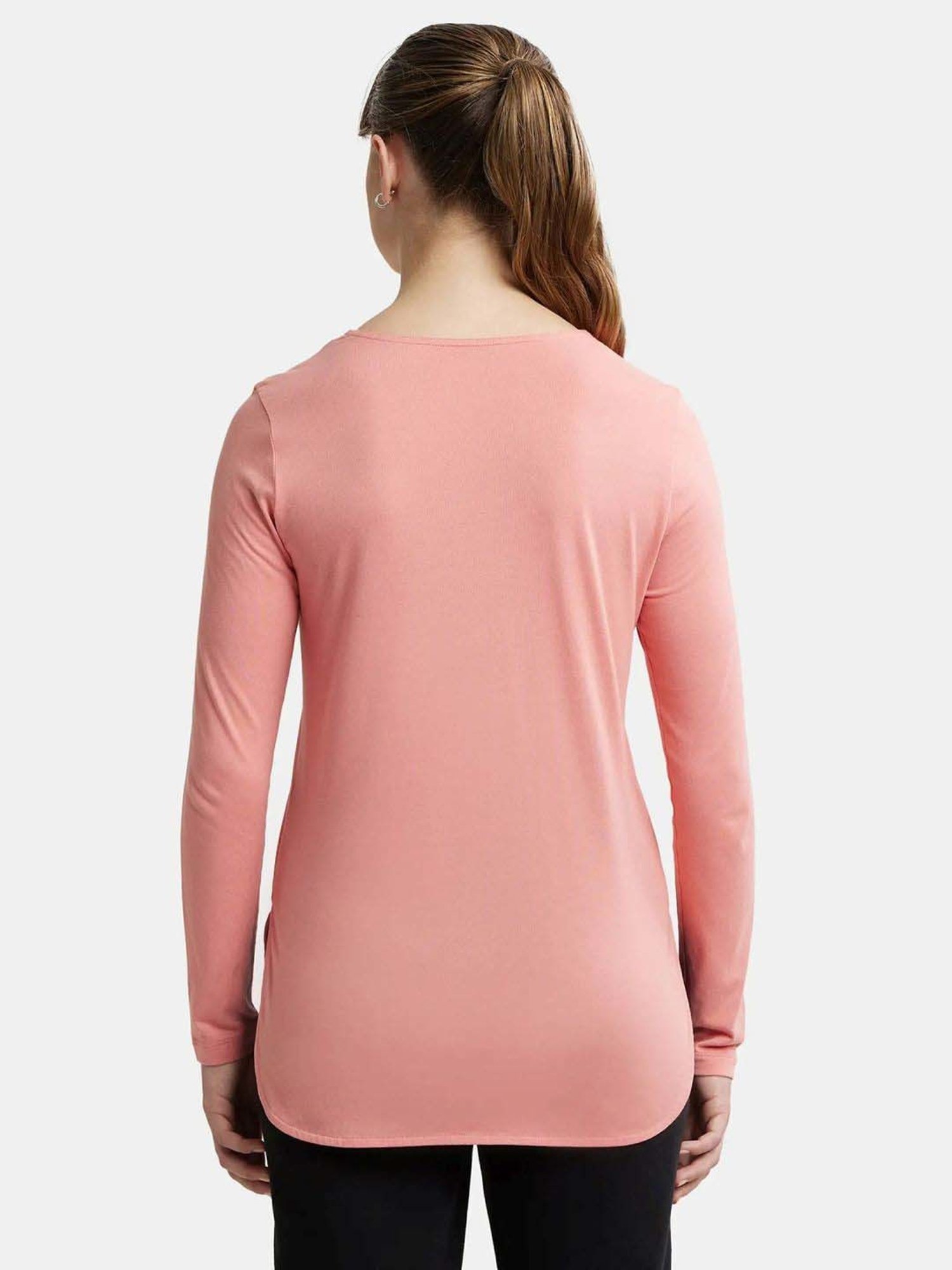 Jockey RX21 Women's Micro Modal Cotton Relaxed Fit Solid Round Neck Full Sleeve T-Shirt