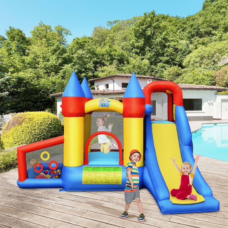 Costway Inflatable Bounce House Slide Bouncer Kids Castle Jumper w/ Balls & 780W Blower