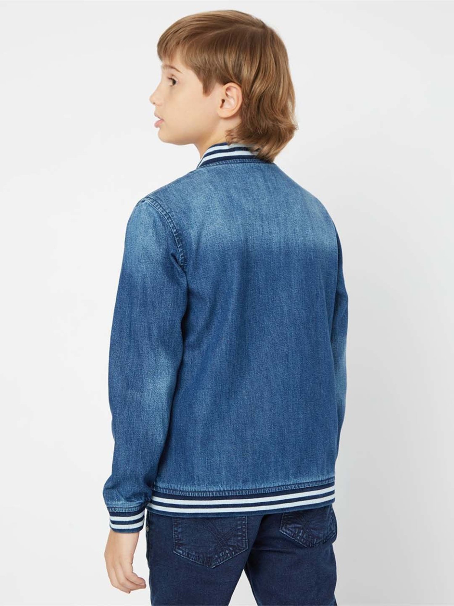 Allen Solly Junior Navy & Green Color Block Full Sleeves Jacket