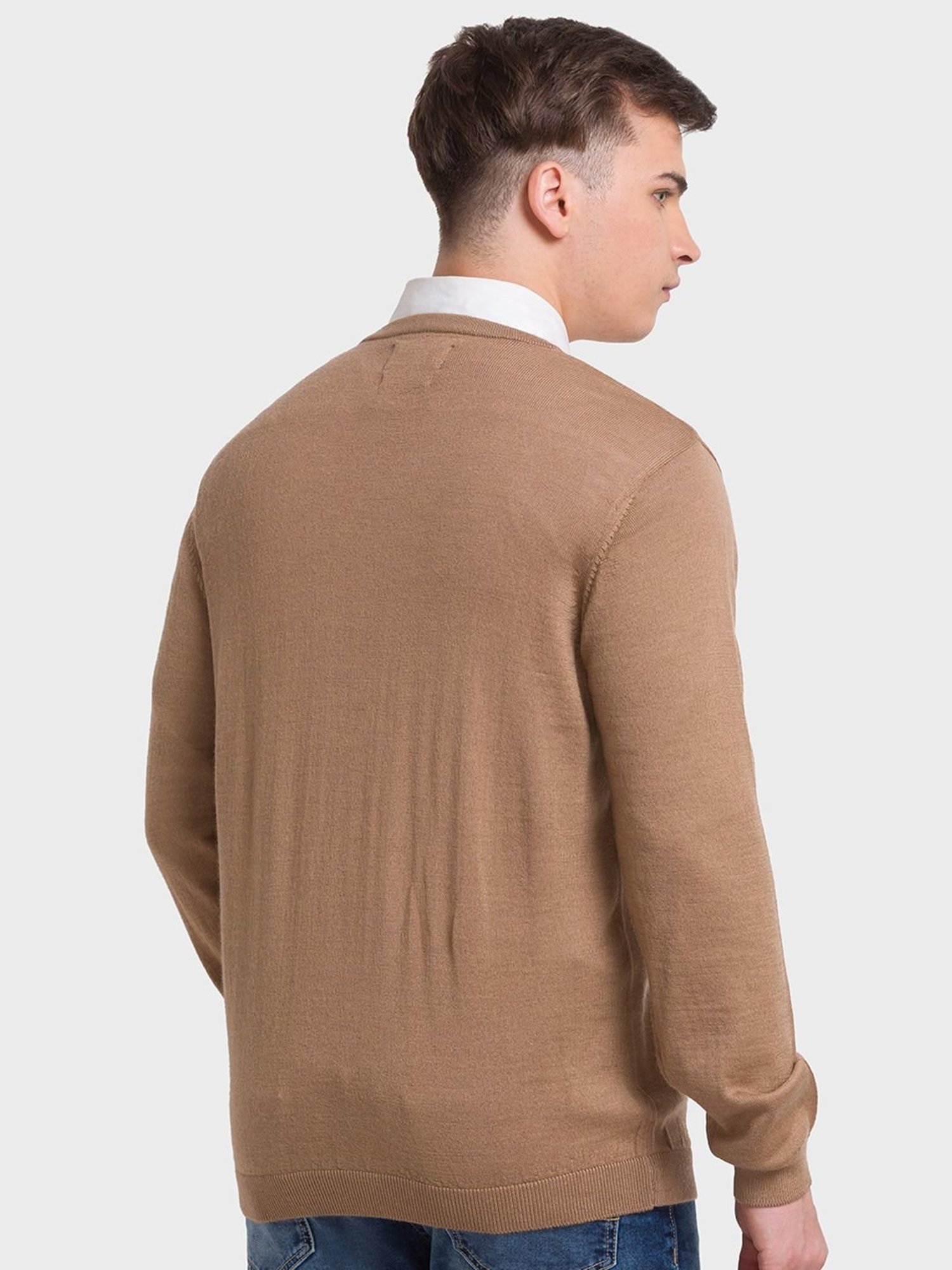 ColorPlus Brown Tailored Fit Sweaters