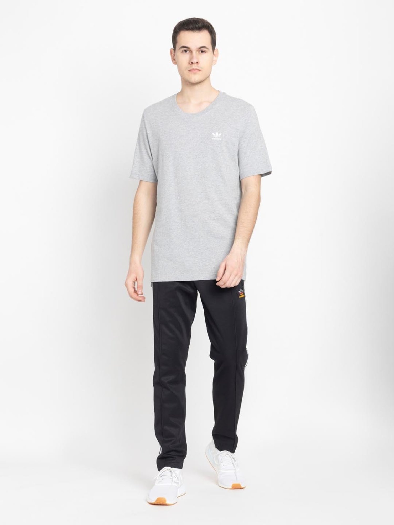 Adidas Originals Grey Cotton Regular Fit T-Shirt