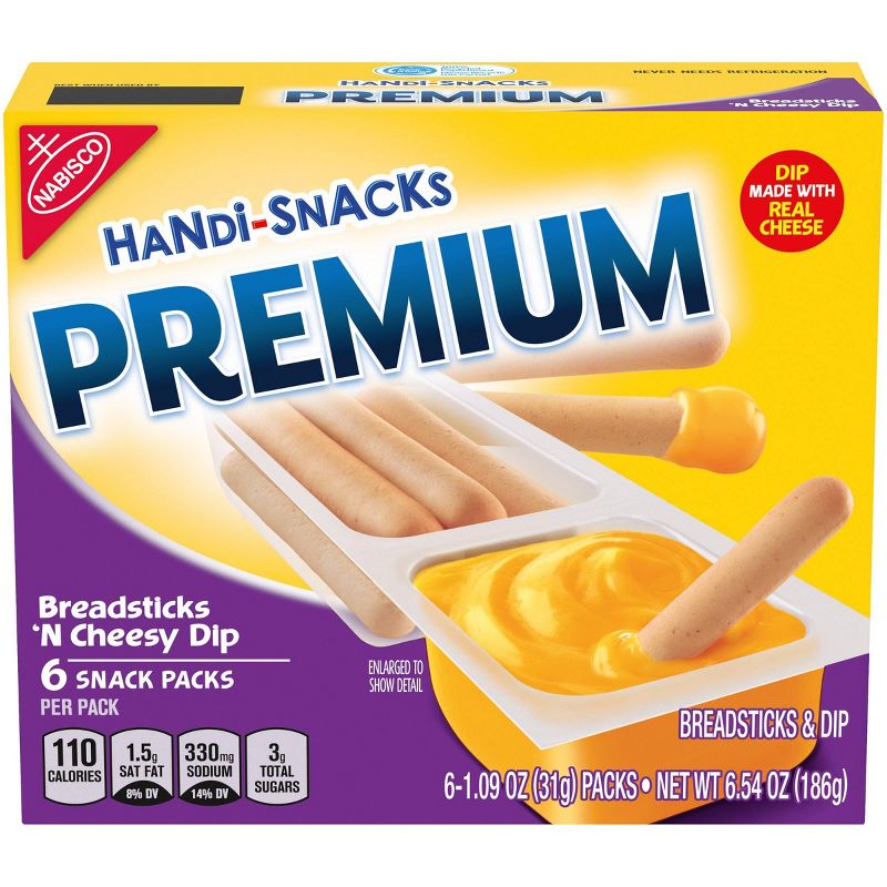 Handi-Snacks Premium Breadsticks 'N Cheese Dip - 6ct/1.09oz