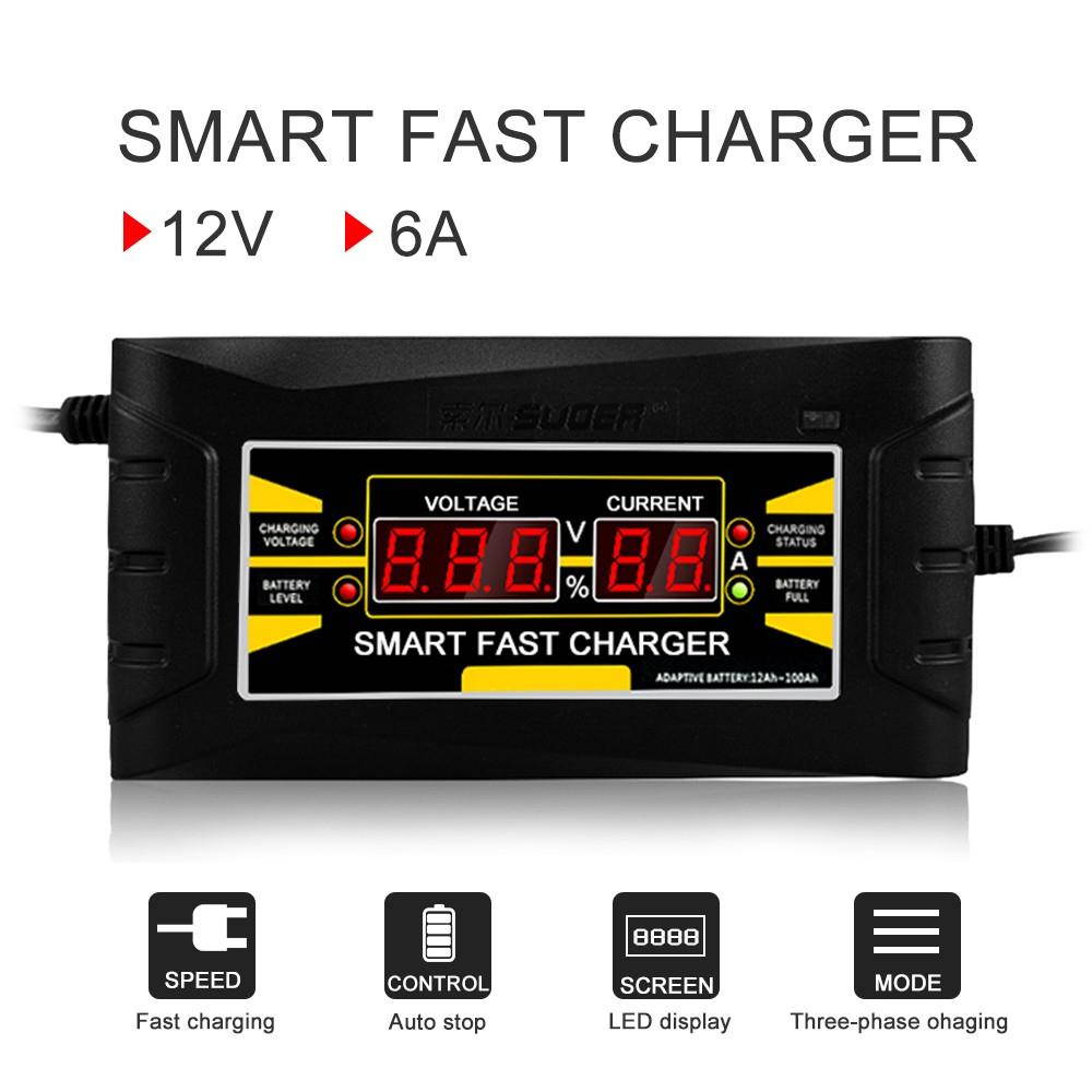 Full Automatic Car Battery Charger 110V/220V To 12V 6A/10A Smart Fast Power Charging