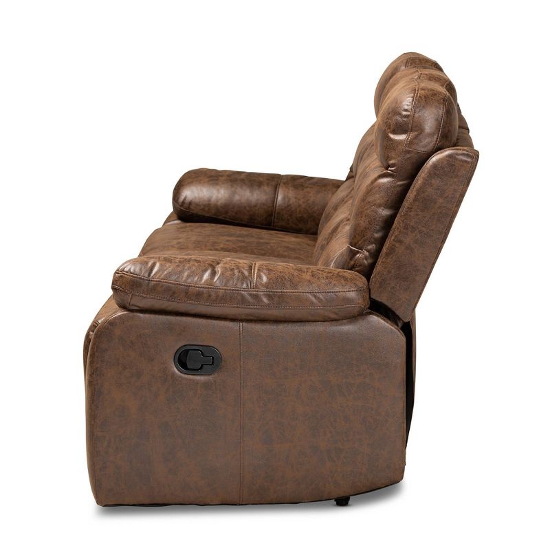 Beasely Faux Leather Upholstered 3 Seater Reclining Sofa Brown - Baxton Studio