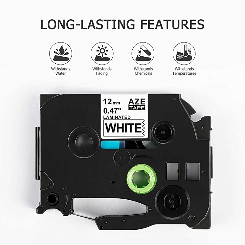 Compatible Label Tape Replacement for Ptouch 12mm 047 Inch TZe Tapes TZE131 231 431 531 631 TZ Tape Compatible with Brother Ptouch H110 PT1280 D210 D400 D600 H100 1880 1890 Label Maker 5PK