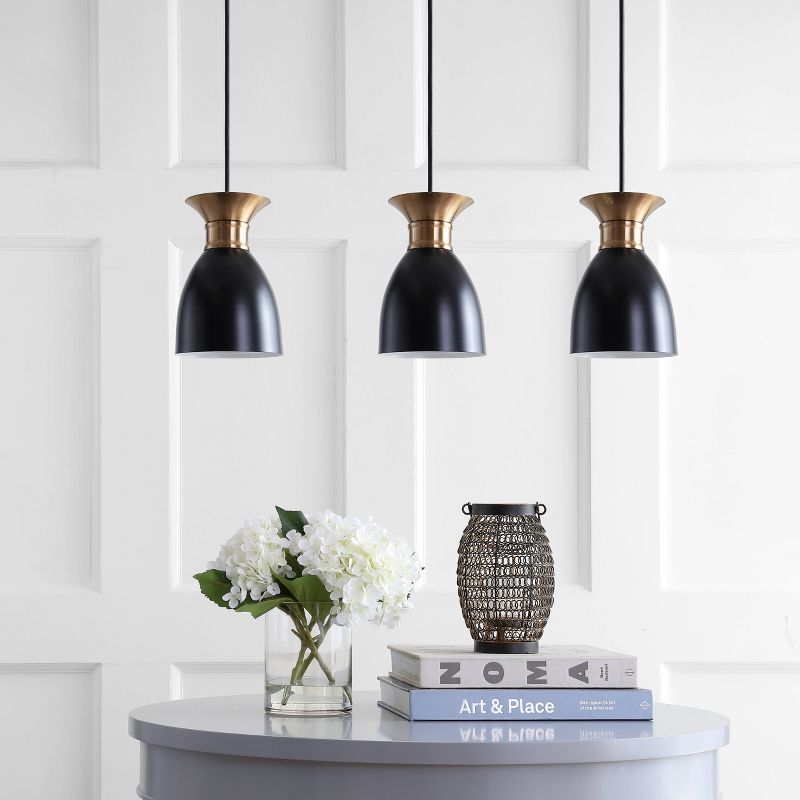 33.25" Metal Edison Linear Pendant (Includes Energy Efficient Light Bulb) Black - JONATHAN Y