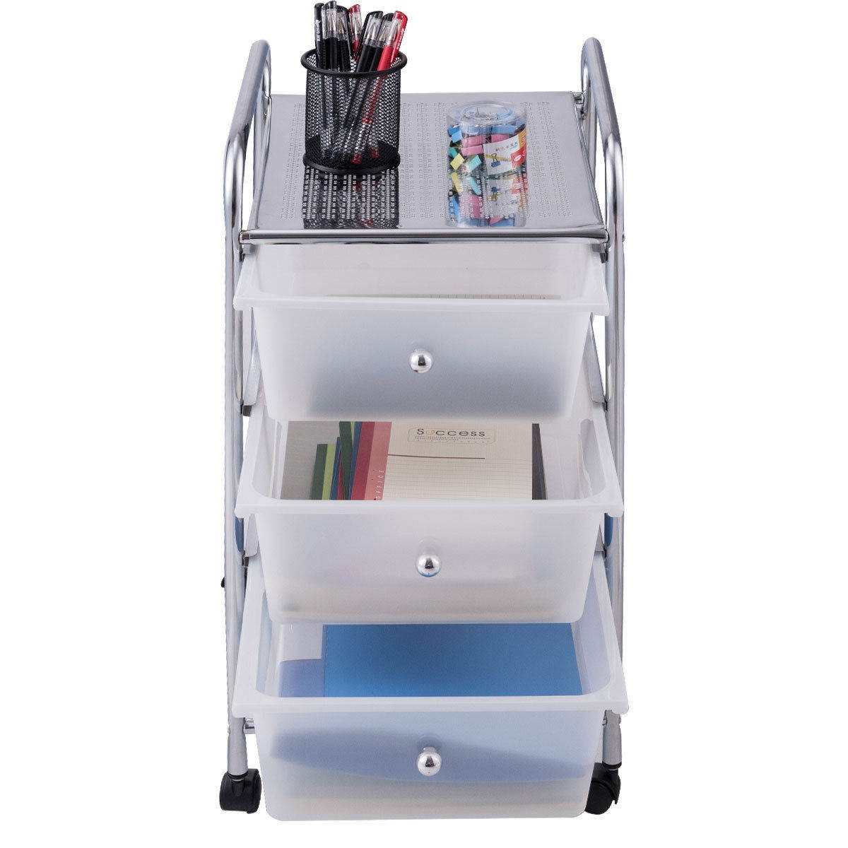 Costway 3 Drawers Metal Rolling Storage Cart Scrapbook Supply & Paper Home Office White