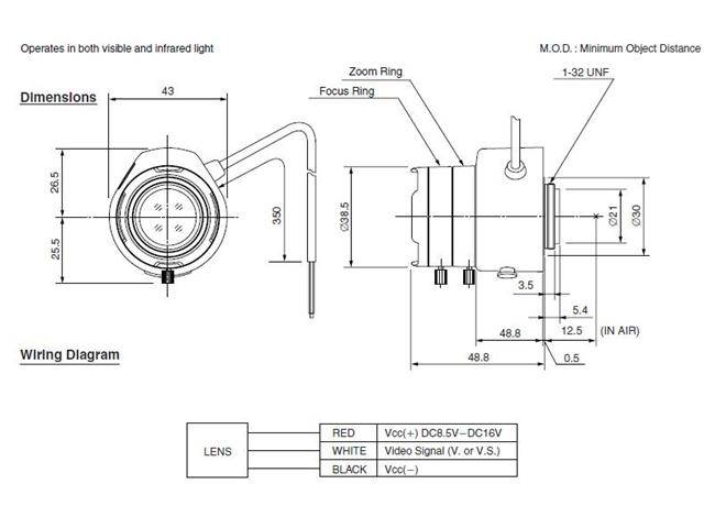 Computar Ganz High Quality CCTV Camera Lens TG3Z3510AFCS-IR 1/3" 3.5-10.5mm f1.0 Varifocal, Video Auto Iris (CS Mount) Day/Night IR