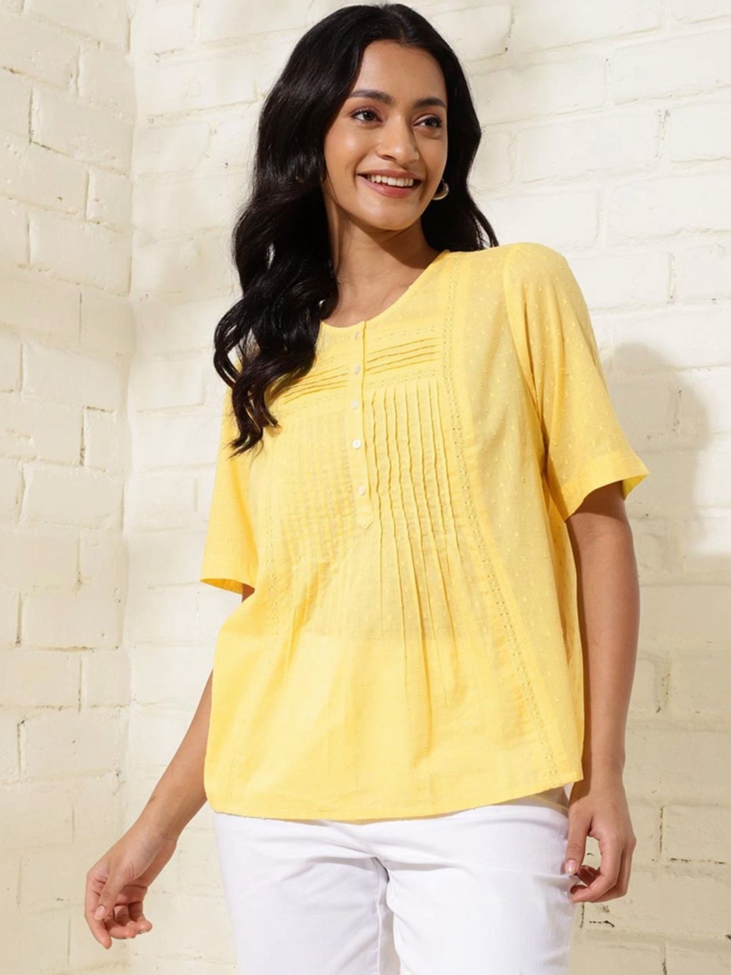 Fabindia Yellow Cotton Top