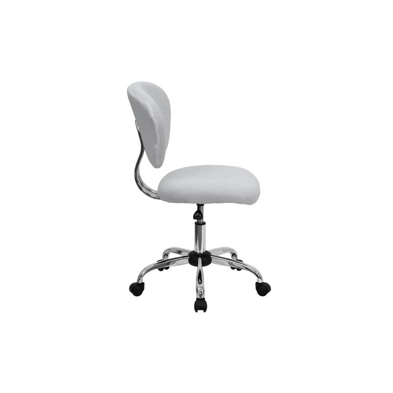 Mid-Back White Mesh Padded Swivel Task Office Chair with Chrome Base