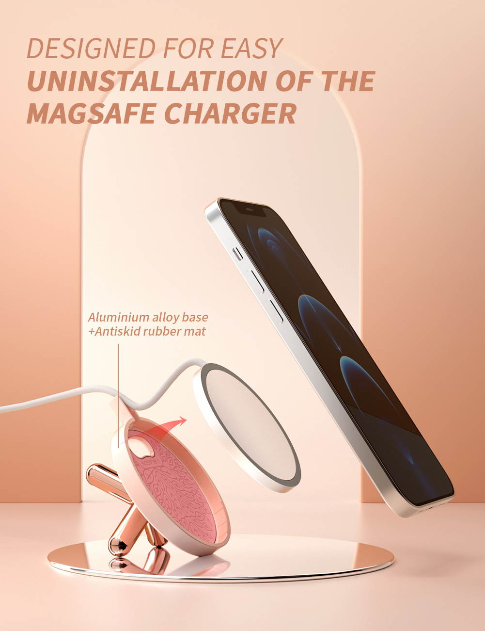 i-Blason Cosmo Series Phone Stand for Magsafe Charger, MagSafe Stand Holder with Muti-Angle Support Compatible with Apple Magsafe Charger (Marble)