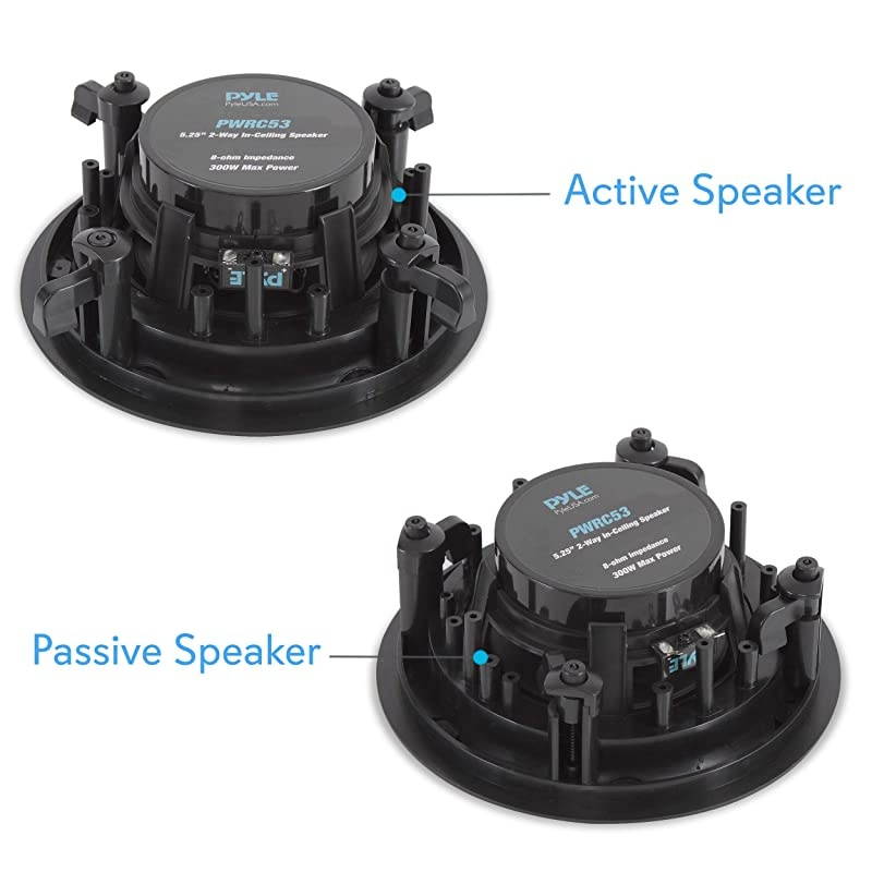 Ceiling and Wall Mount Speaker 525 Dual 2Way Audio Stereo Sound Subwoofer Sound with Tweeter 300 Watts inWall amp inCeiling Flush Mount for Home Surround System 1 Pair  PWRC53 White