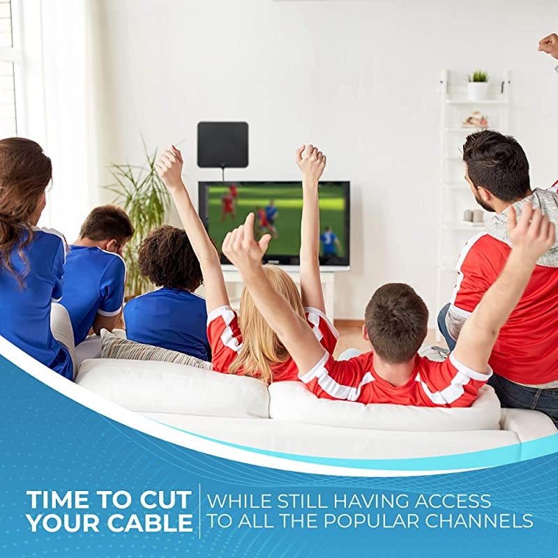 Early Release 2021 Chip] HDTV Indoor Antenna Long Range 315 Mile Signal Reception; High Power Amplifier to Boost Signal + 16.5 ft Coax Cable; Supports All HD Digital TV formats;  (US Company)