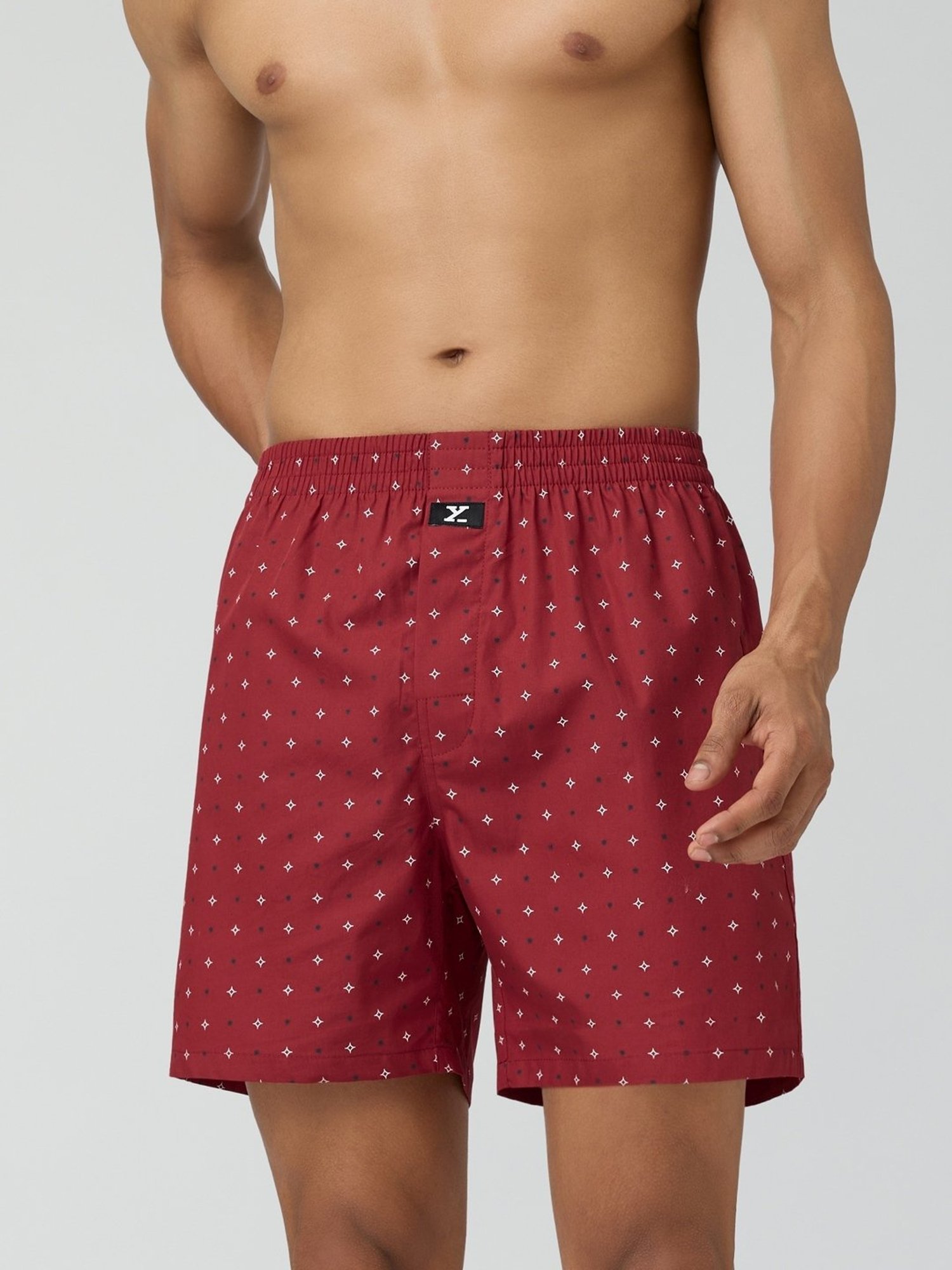 XYXX Starry Maroon Cotton Relaxed Fit Printed Boxers
