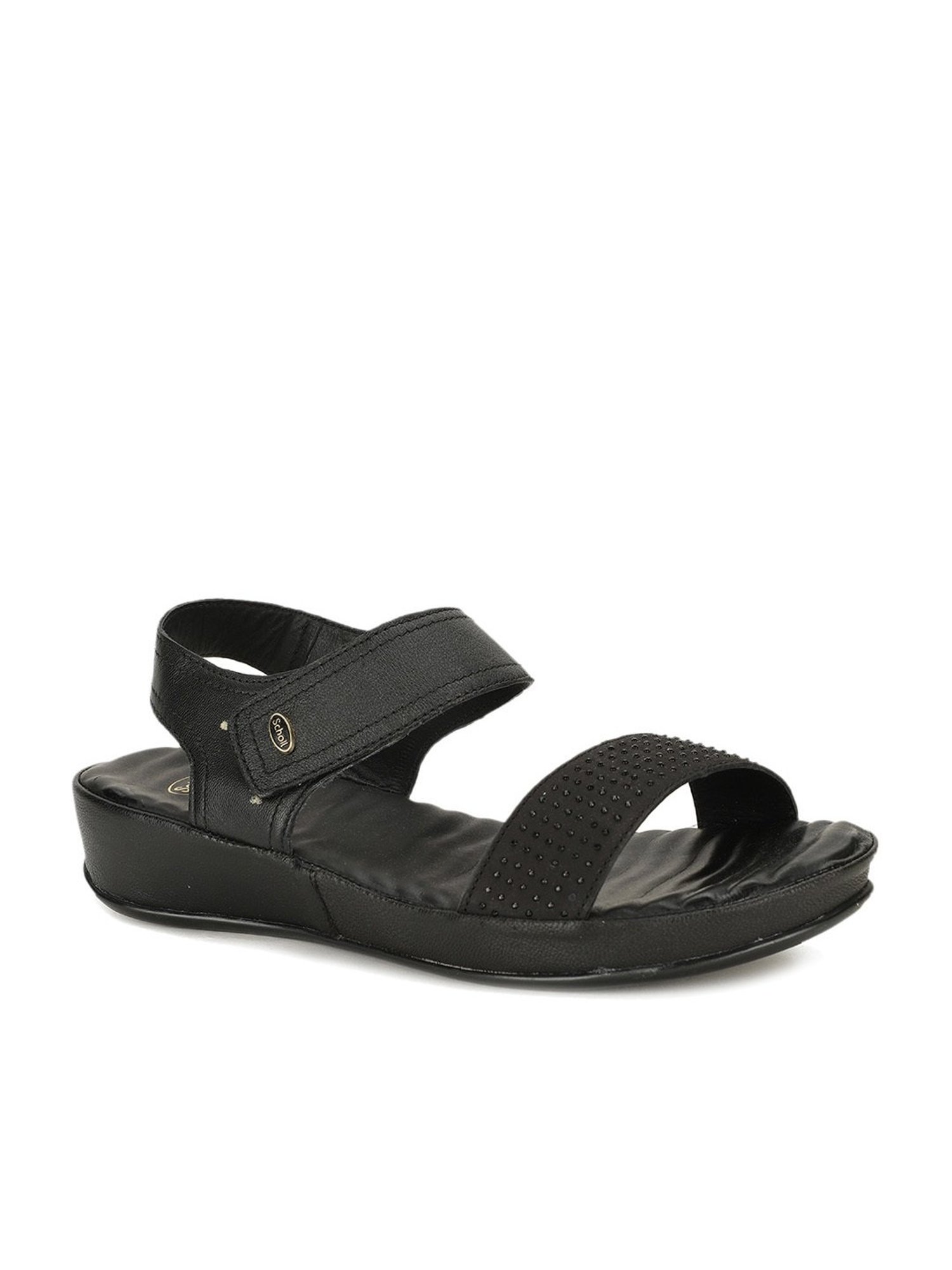 Scholl by Bata Women's Black Ankle Strap Wedges