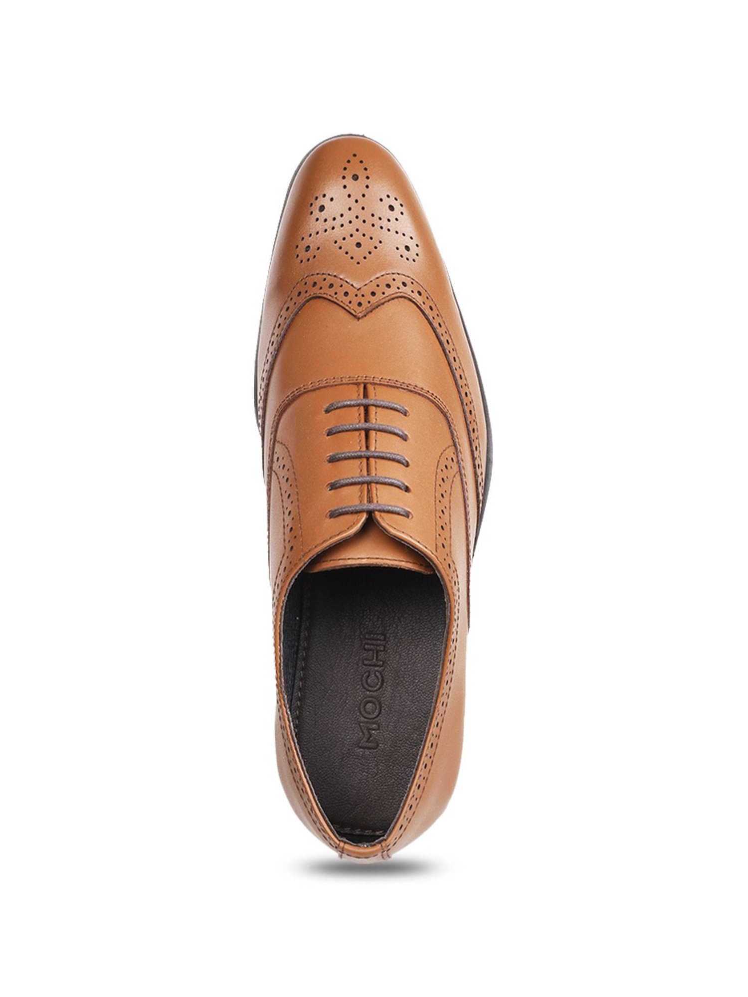 Mochi Men's Tan Brogue Shoes
