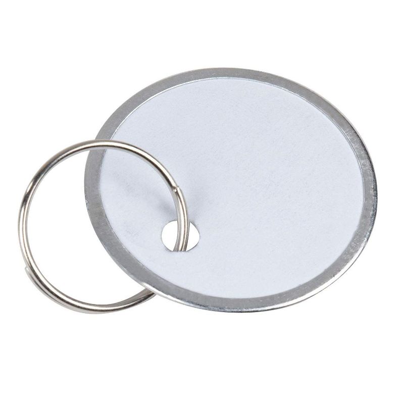 Paper Key Tags - 100 Pack Paper Key ID Label Name Tags with Split Ring, Keychain, Rim Tag Small Coded Tag Key Chain Keyring, White, 1.2" in Diameter