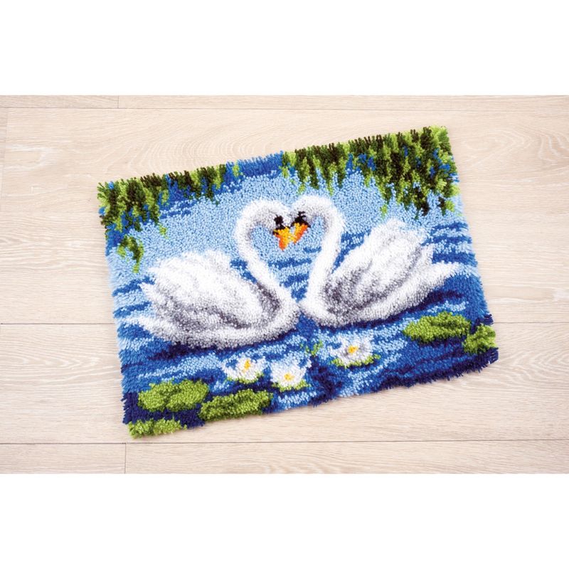 Vervaco Latch Hook Rug Kit 22"X16"-Elegant Swans