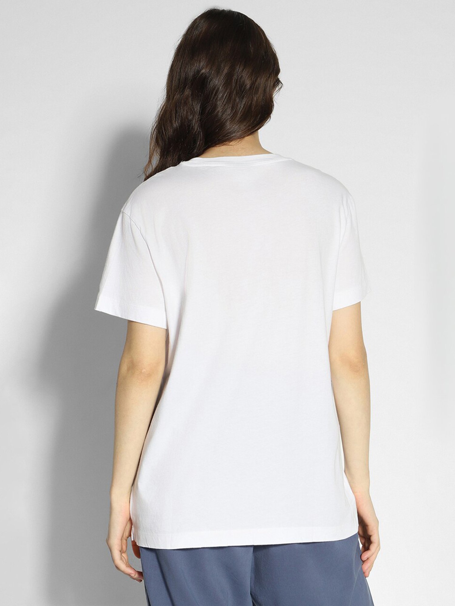 American Eagle Outfitters White Cotton Graphic Print Oversized T-Shirt