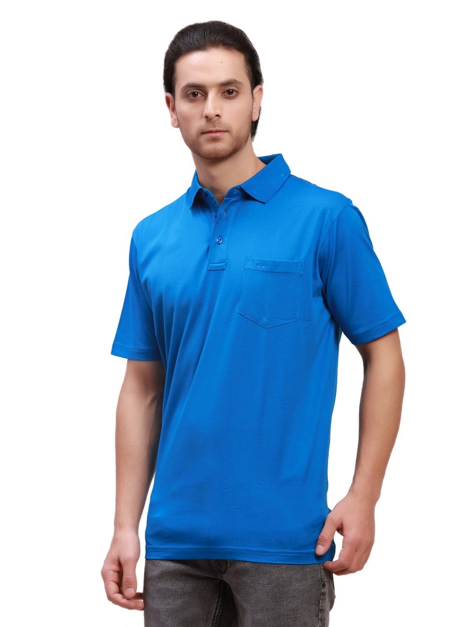 ColorPlus Blue Cotton Classic Fit Polo T-Shirt
