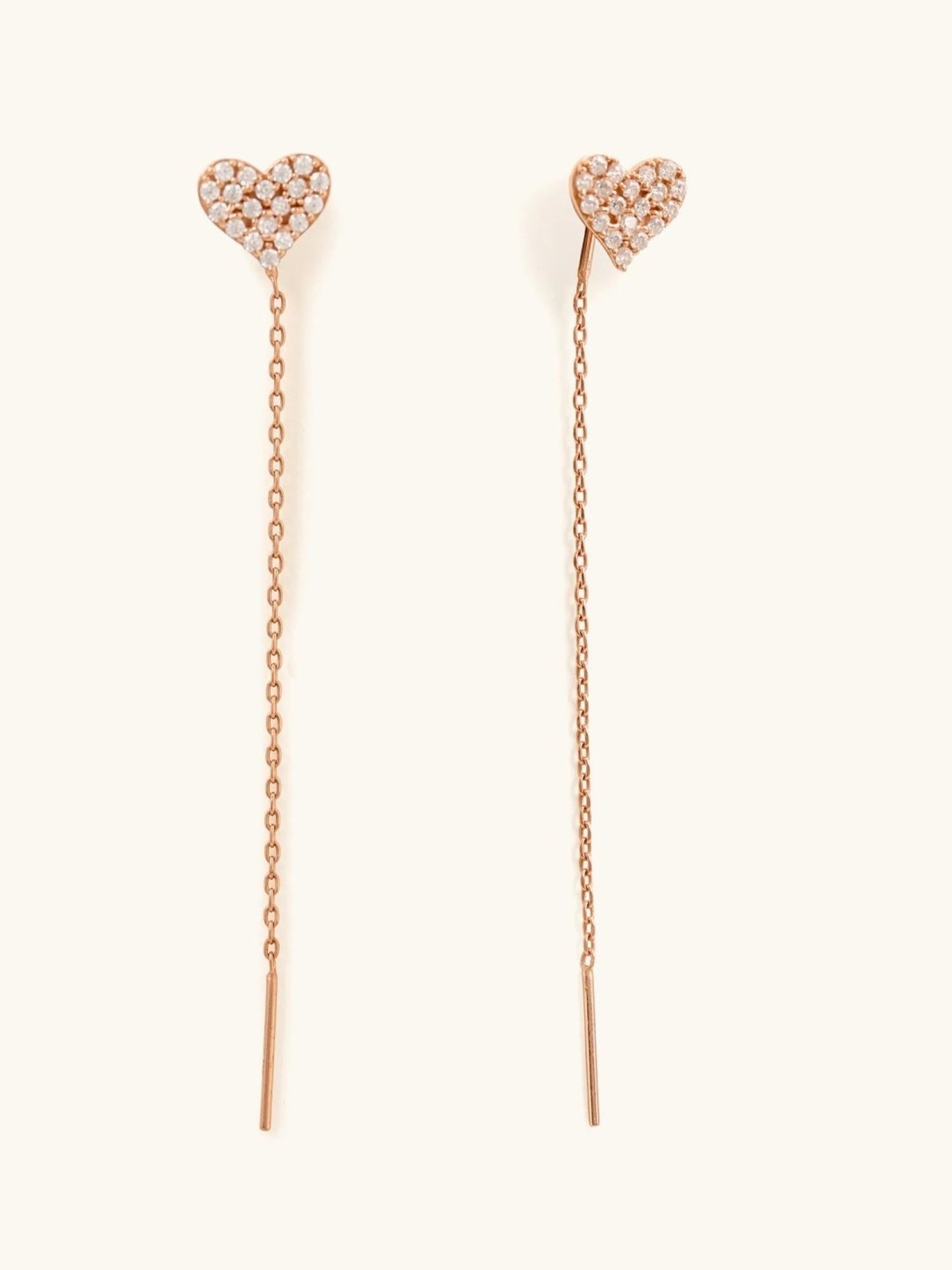 Mabel 92.5 Sterling Silver Heart Charm Threader Sui-Dhaga Earrings for Women