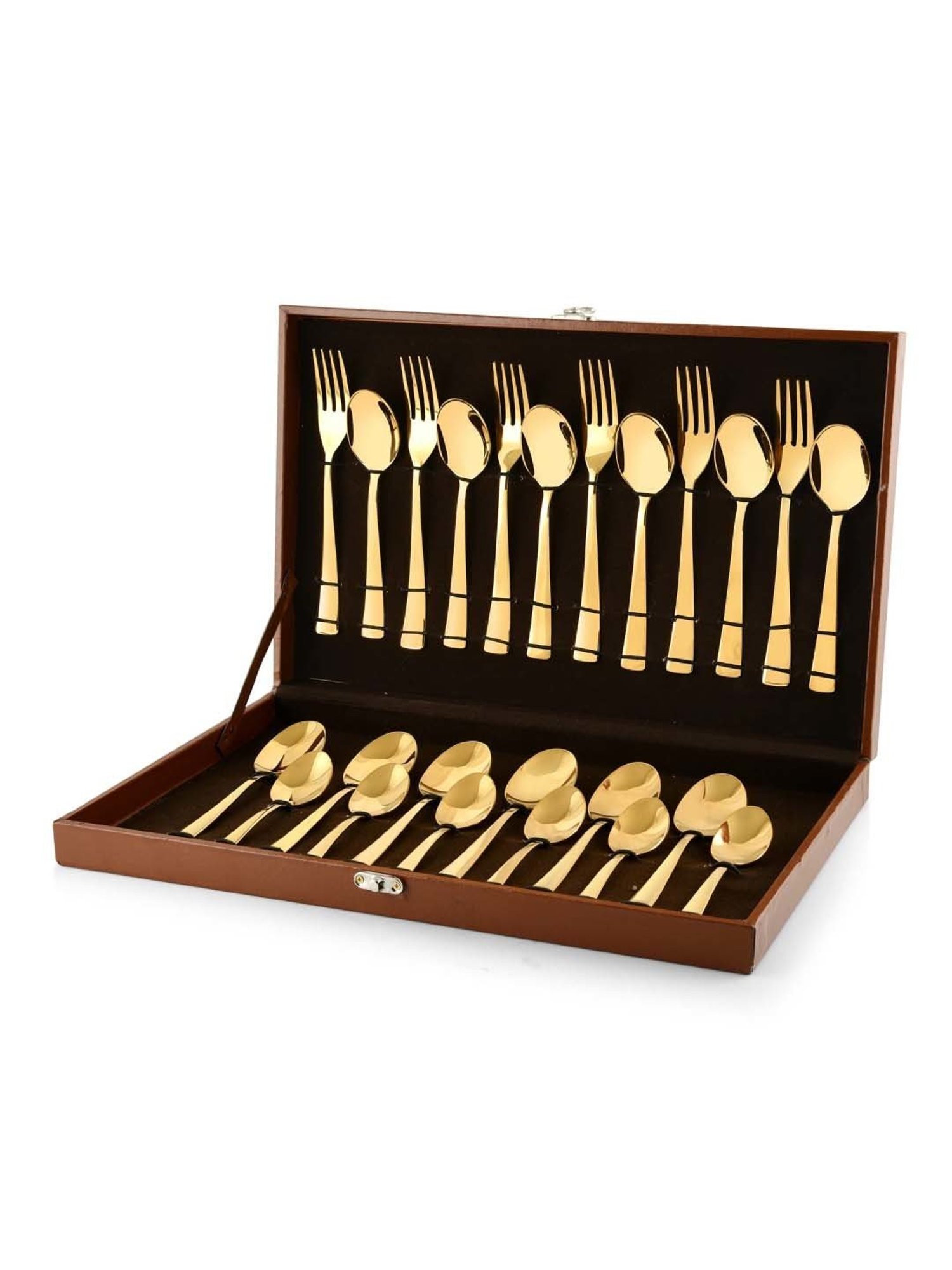FnS Alexa Gold Stainless Steel Cutlery - Set of 24