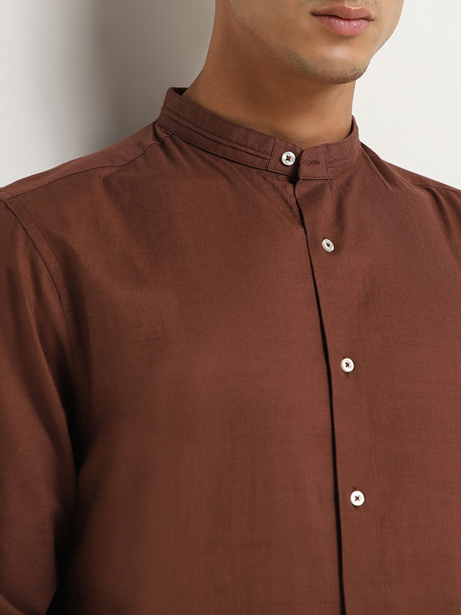 Ascot by Westside Brown Relaxed Fit Solid Shirt