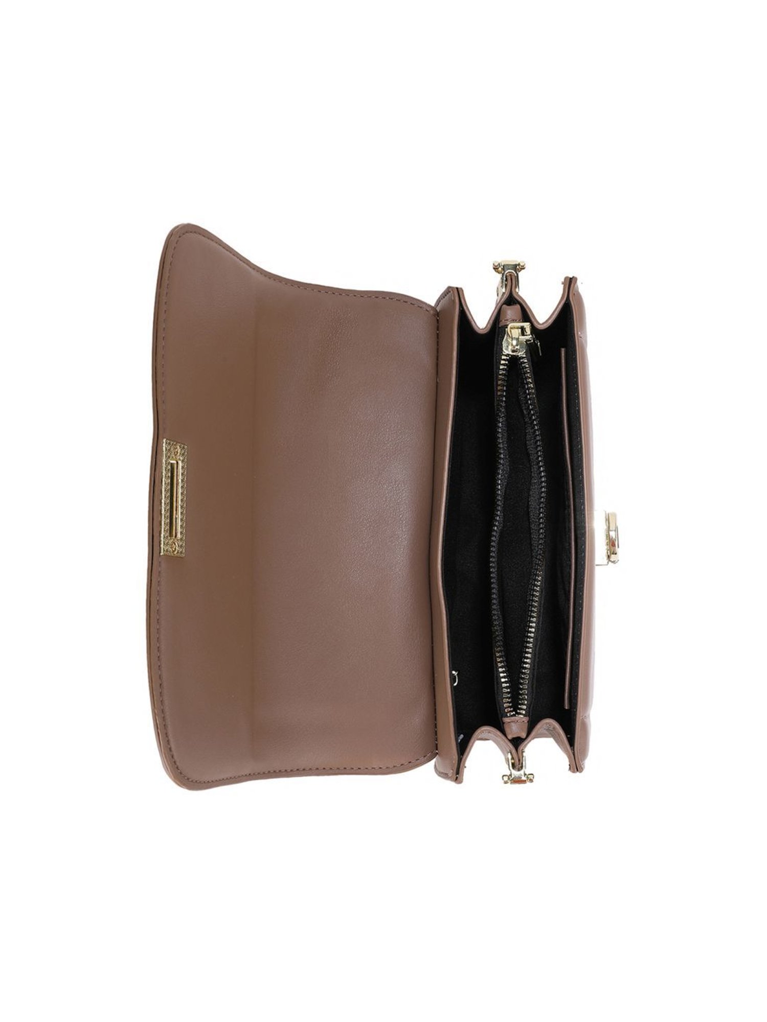 Tyra Dahlia Taupe Solid Faux Leather Sling Handbag