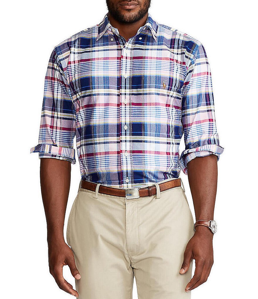 Polo Ralph Lauren Big & Tall Multi-Color Plaid Oxford Long-Sleeve Woven Shirt