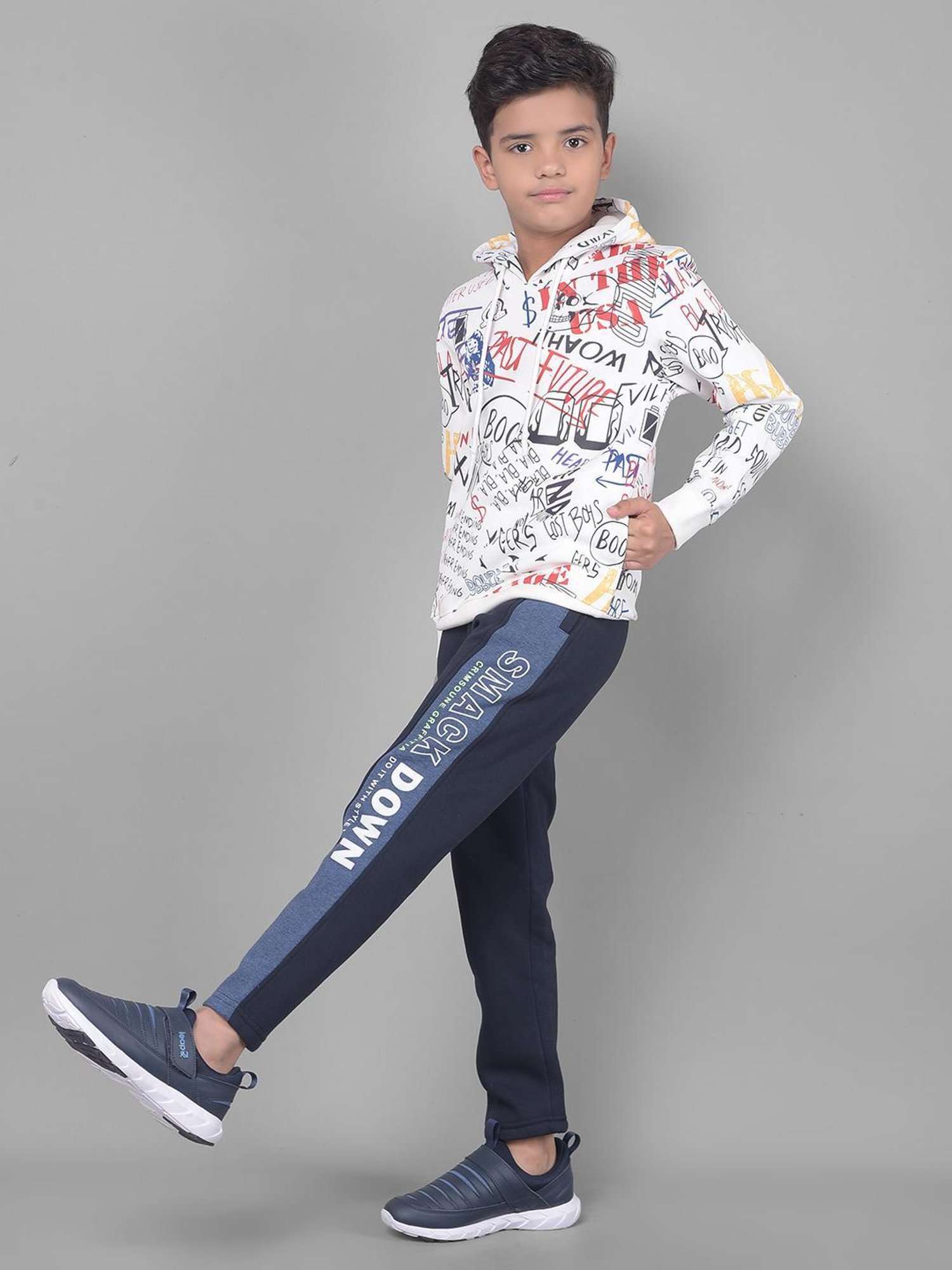 Crimsoune Club Boys Navy Printed Trackpants