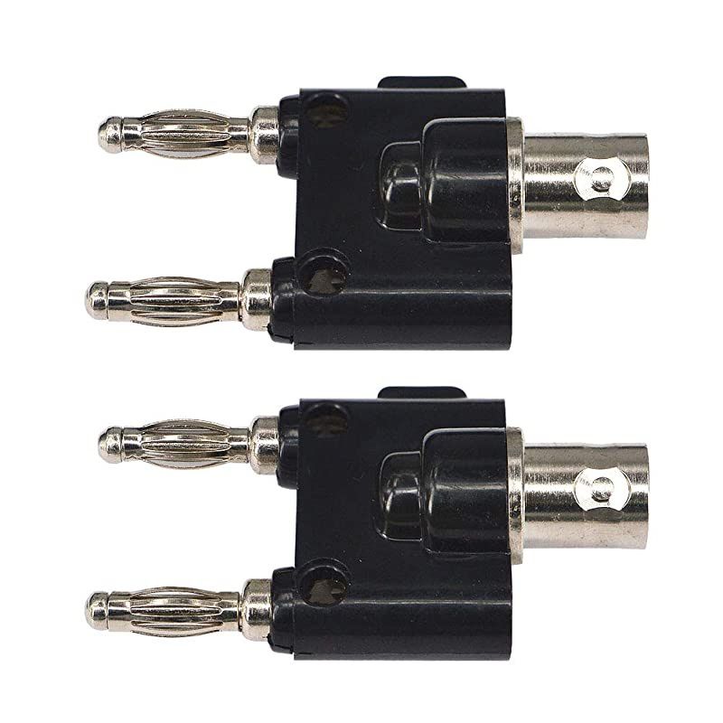 Female to Dual Banana Male Plug Jack Binding Posts RF Coaxial Adapter to Male Banana Coax Jack Splitter Connector Pack of 2