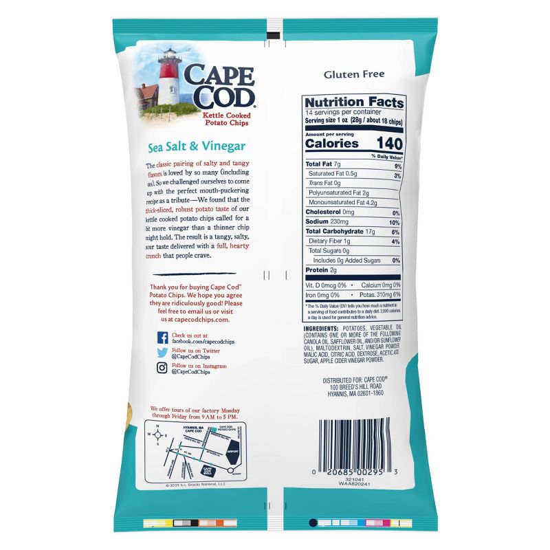 Cape Cod Sea Salt & Vinegar Party Size Potato Chips - 14oz