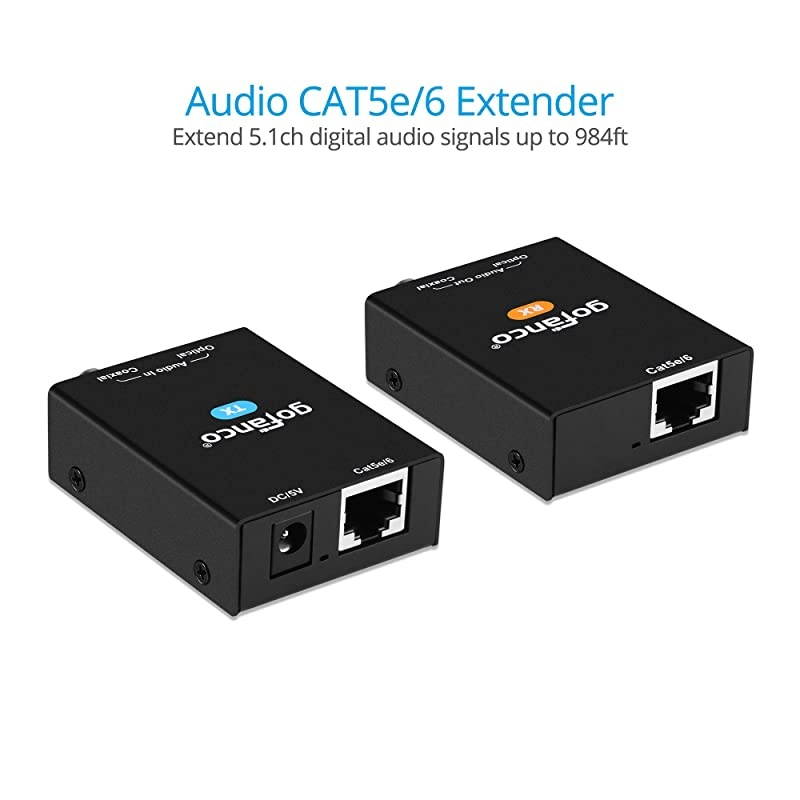 CoaxialOptical Toslink Digital Audio CAT5e6 Extender 984ft 300m Extension PoC 51Channel Dolby Digital 51 DTS 51 DTSHD PCM Compact AudioCATExt