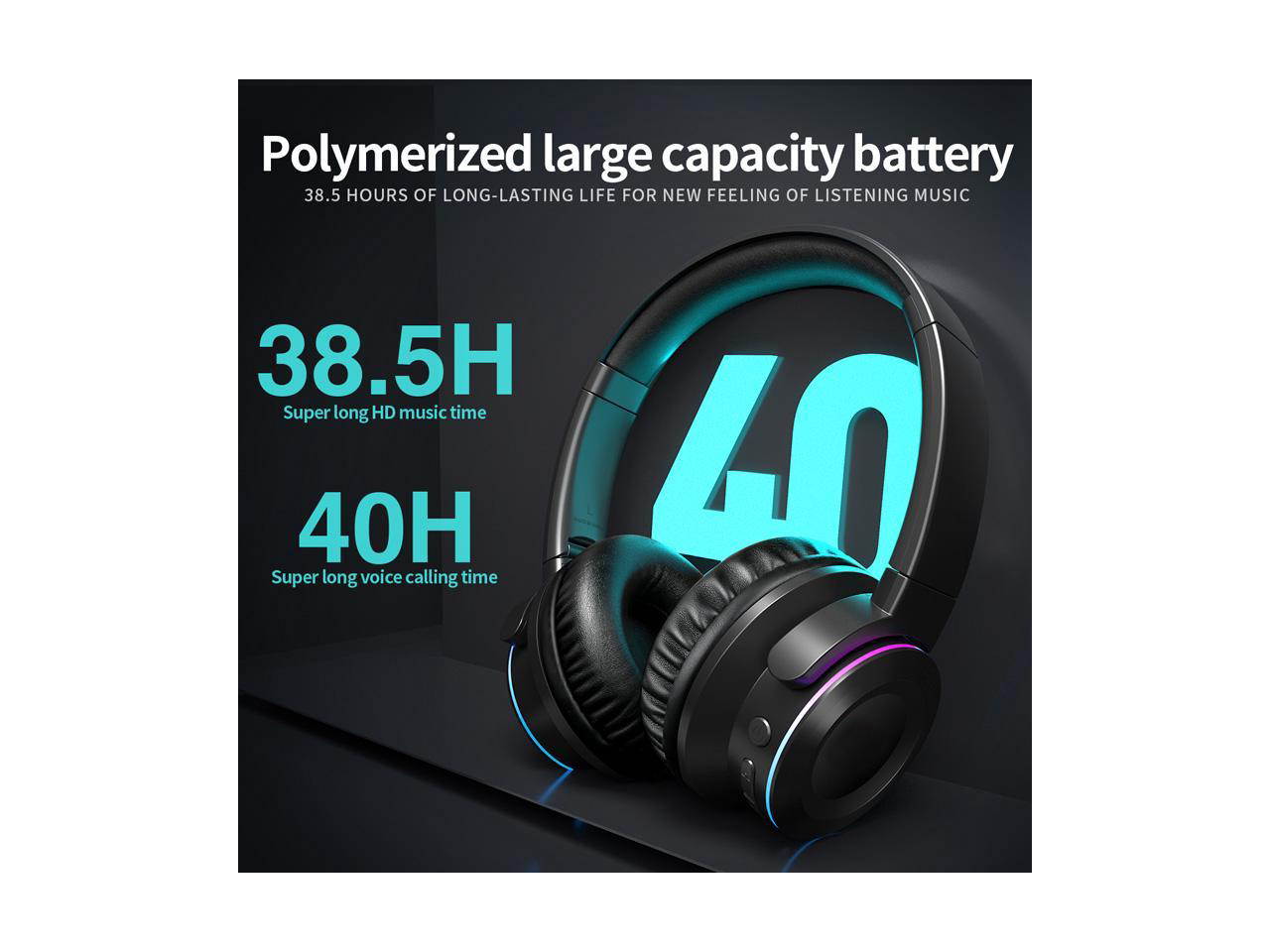 Wireless Bluetooth Headphones with Mic,Touch Control Over Ear Deep Bass Foldable Headset for Travel, Home Office,40H Playtime