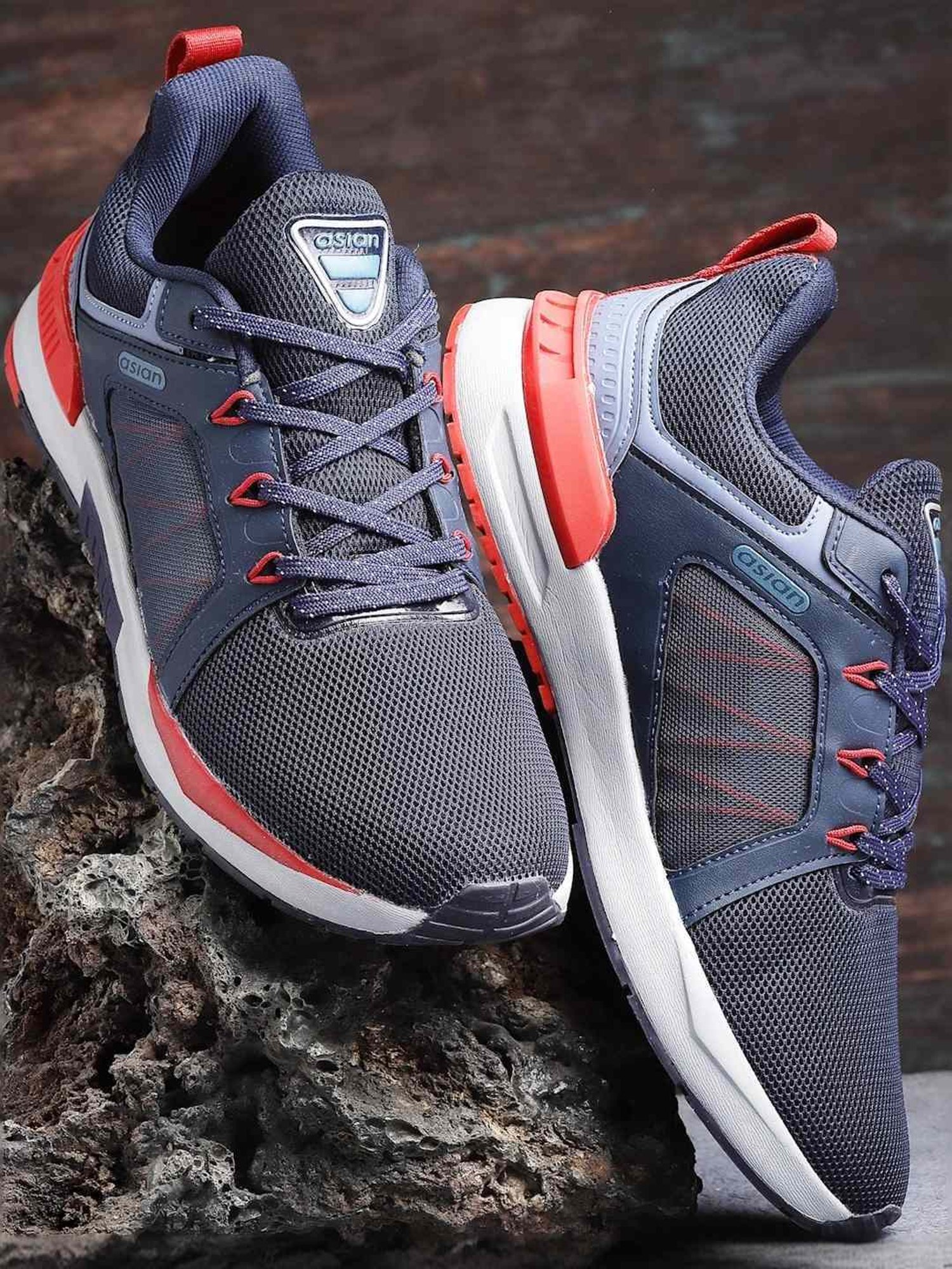 Asian Men's Navy Running Shoes