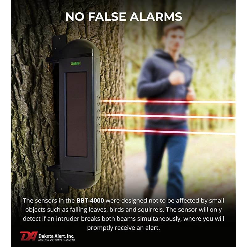 BBA-4000 Solar Powered Break Beam Alarm Kit - BBT-4000 Infrared Wireless Transmitter and DCR-4000 Driveway Alarm Receiver, Up to 1 Mile Operating Range