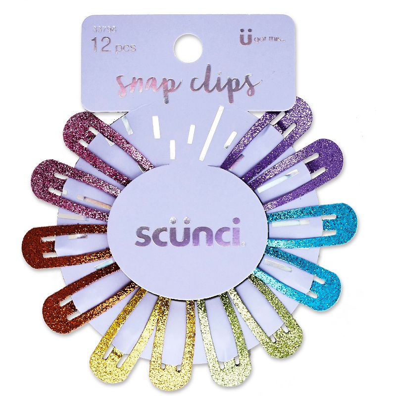 scunci Glitter Rainbow Snap Clips - 12pk