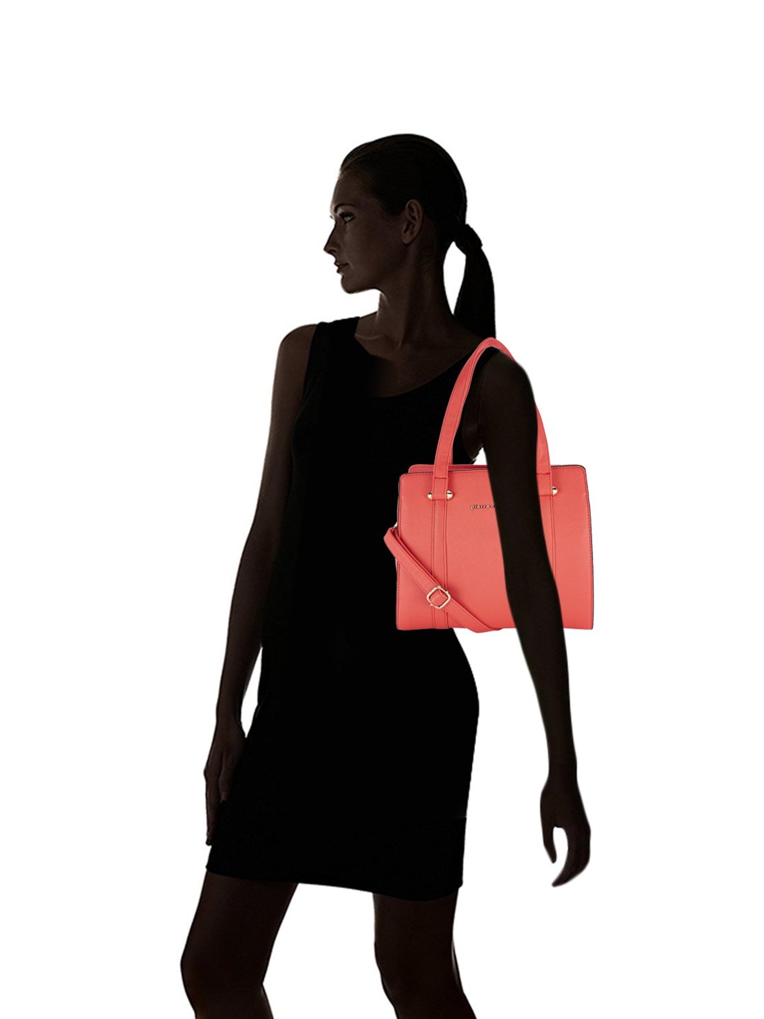 Pierre Cardin Coral Red Solid Medium Shoulder Handbag