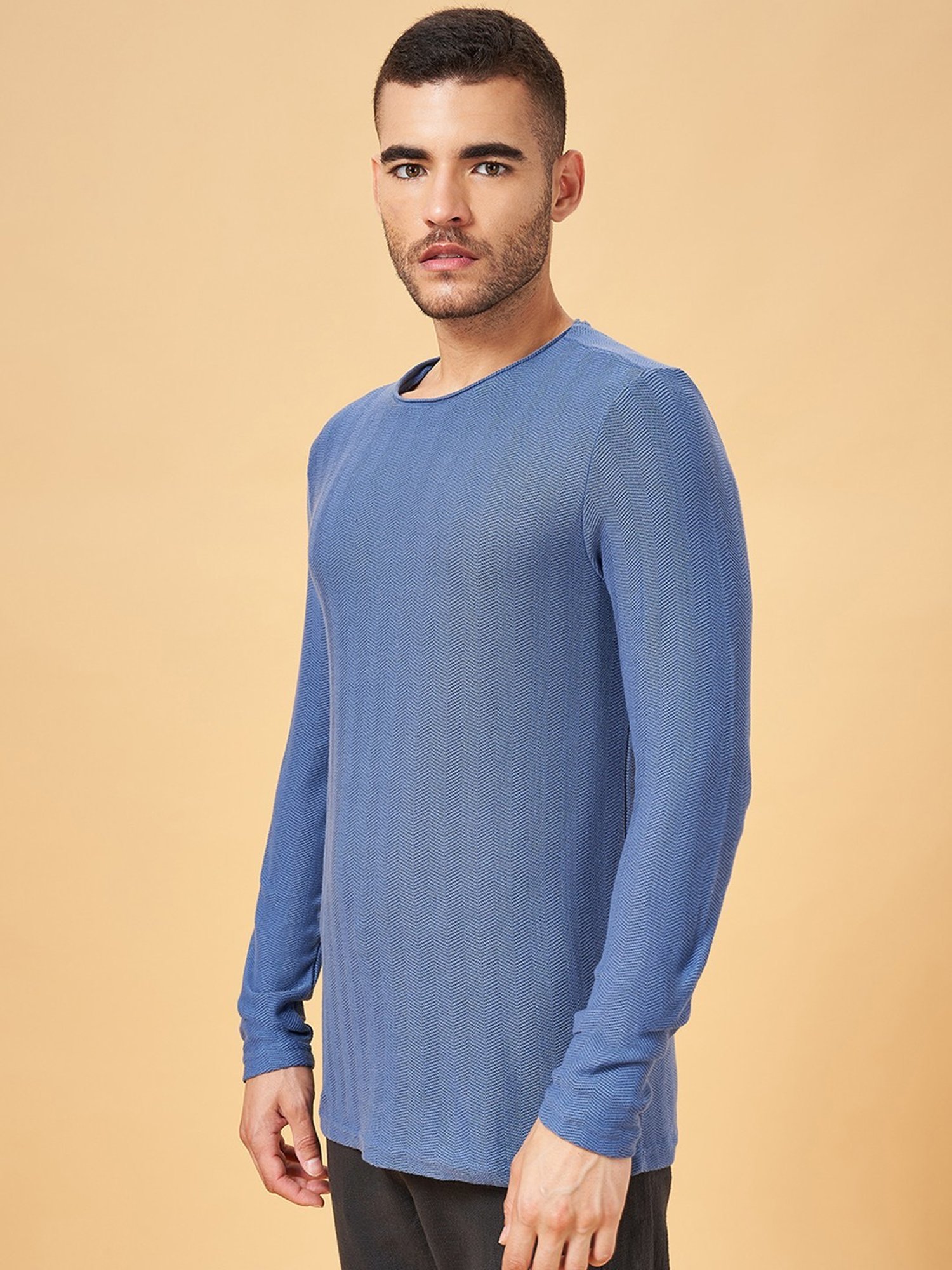 7 Alt by Pantaloons Blue Slim Fit T-Shirt