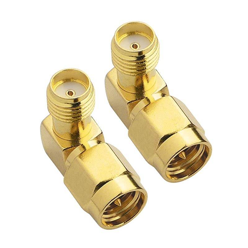 Male to Female Right Angle 90-Degree Adapter Gold Plated Contacts Pack of 2