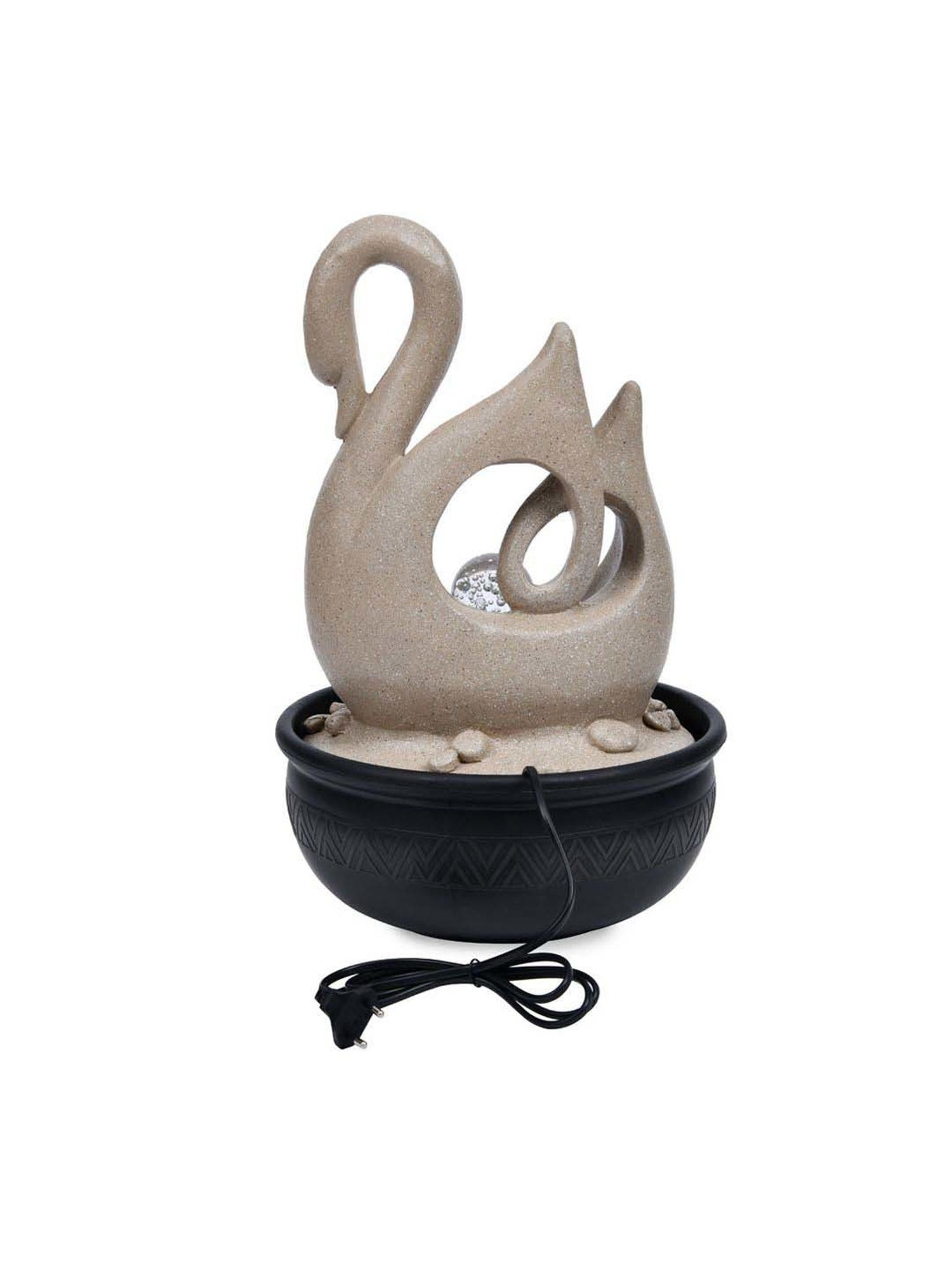 @home Beige Resin Swan Shaped Decorative Water Fountain With Led Light