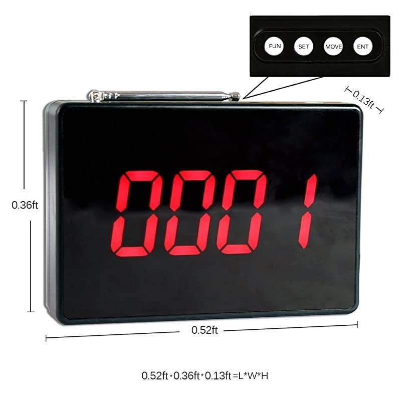 Wireless Calling System Customers Patient Pager System with 10 PCS Waterproof Call Buttons and 1PC Display Receiver for Restaurant Clinic Nursing Home Caregiver