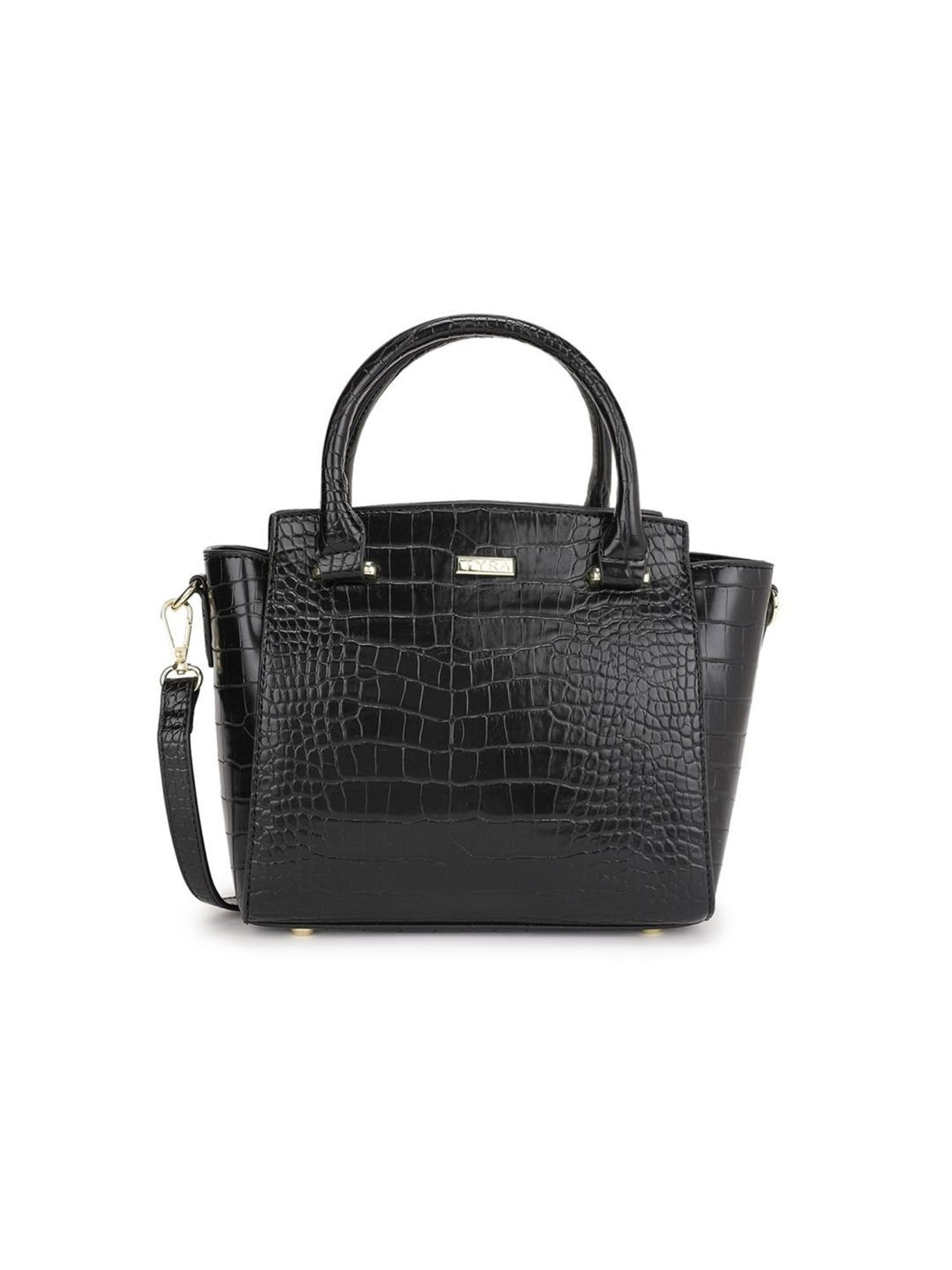Tyra Alice Black Textured Faux Leather Handbag