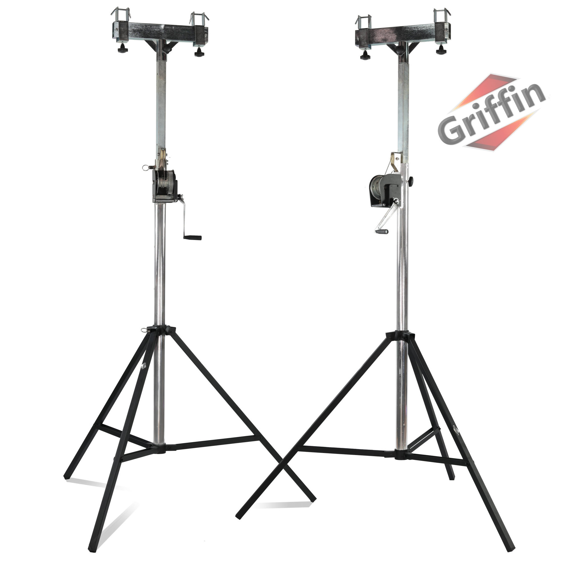 GRIFFIN Crank Lighting Truss Stands | T Adapter Bar & DJ Booth Trussing System for Light Cans & Speakers | Pro-Audio Stage Platform Hardware Mounting Package | PA Equipment Gear Holder for Live Music