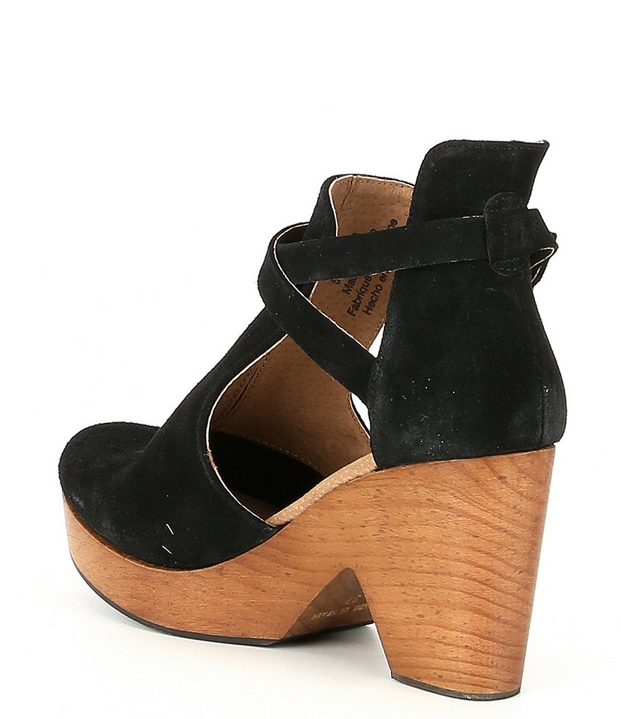 Free People Cedar Suede Buckle Wood Clogs