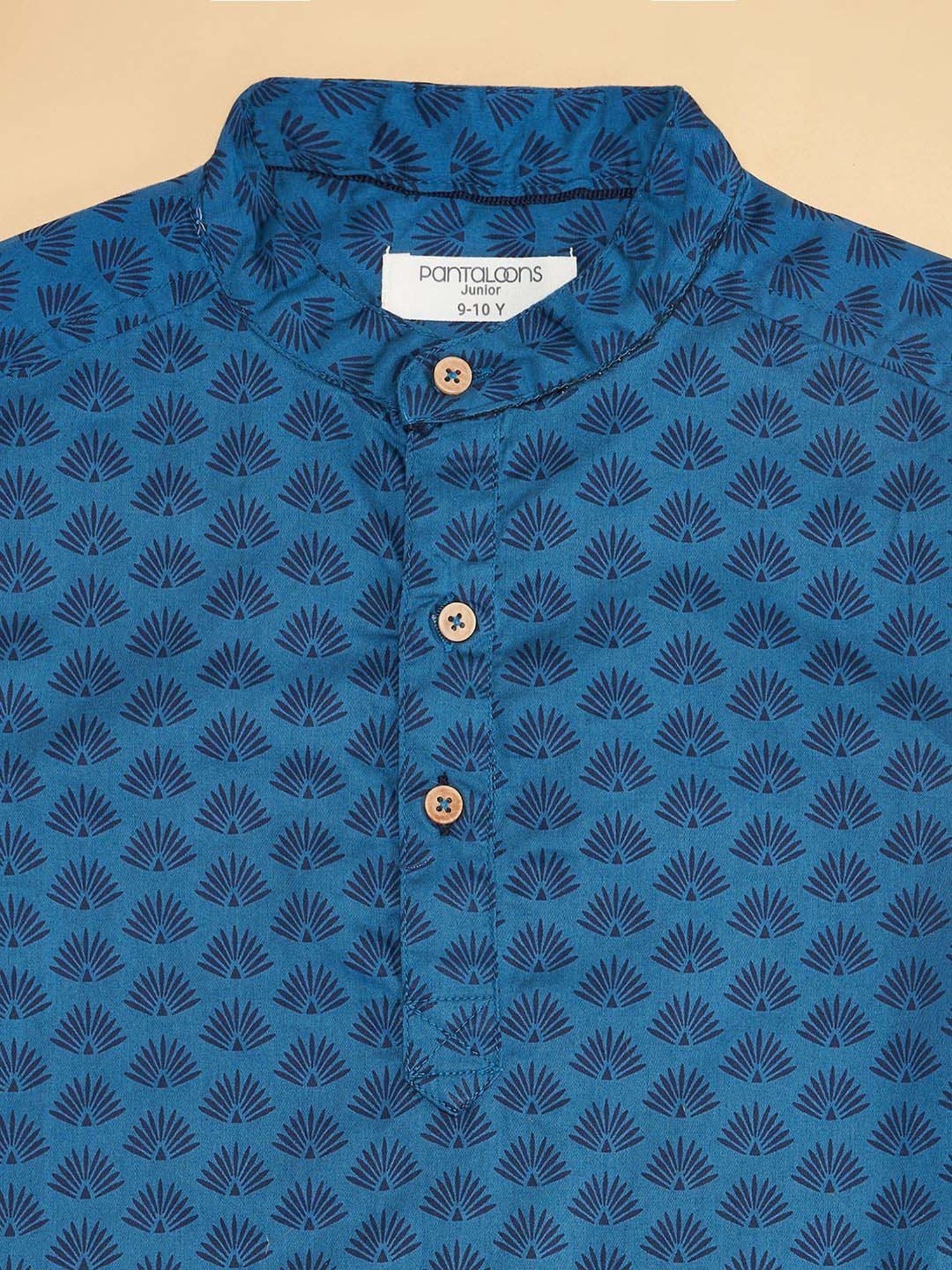 Pantaloons Junior Kids Teal Blue Cotton Printed Full Sleeves Shirt