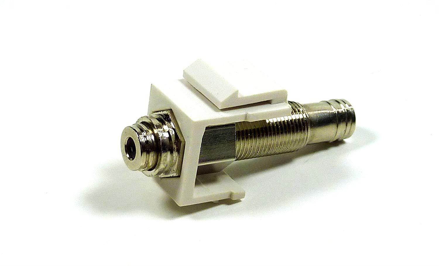 Philmore Snap-In 1/8" 3.5mm TRRS 4-Pole Conductor White Keystone Female Jack In-line Modular Coupler For Wall Plate; 45-778