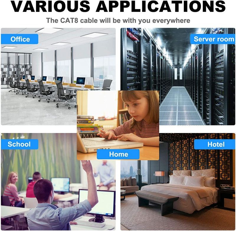 Cat 7 Ethernet Cable 100 ft LAN Cable Internet Network Cord for PS4, Xbox, Router, Modem, Gaming, White Flat Shielded 10 Gigabit RJ45 High Speed Computer Patch Wire.