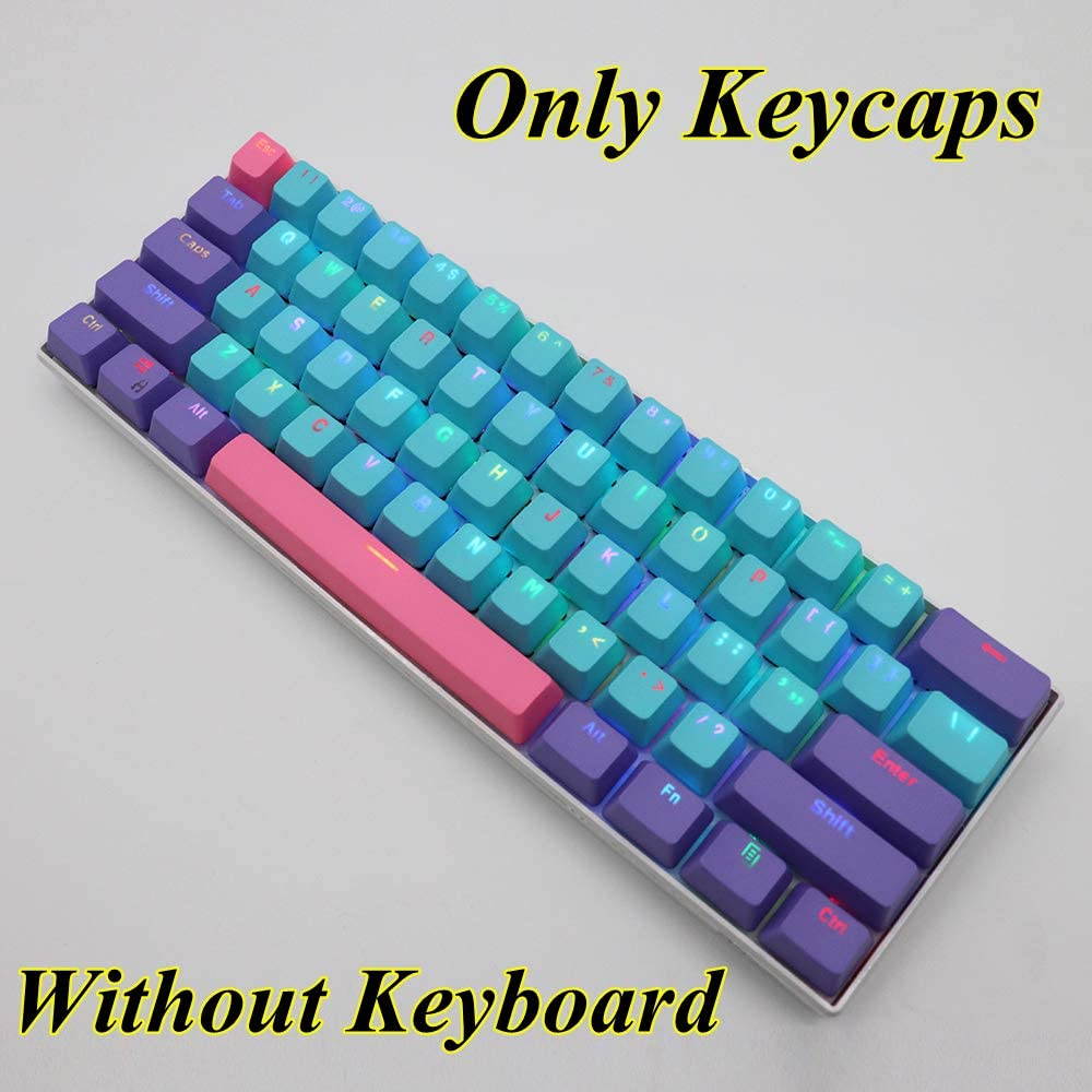 CUUWE 61 PBT Keycaps for 60 Percent Keyboard, Backlit Keycap Set for Mechanical Gaming Keyboard OEM Profile Keycaps with Key Puller for Cherry MX Switches GH60/RK61/GK61/Annie pro 2