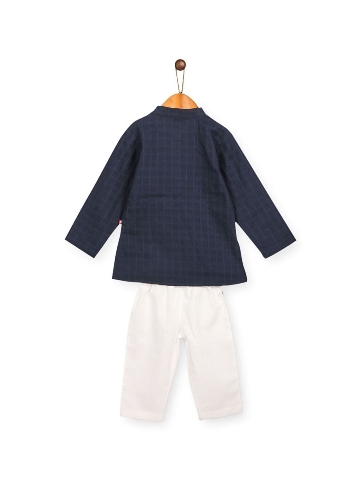 Nino Bambino Kids Navy & White Checks Kurta with Pyjama